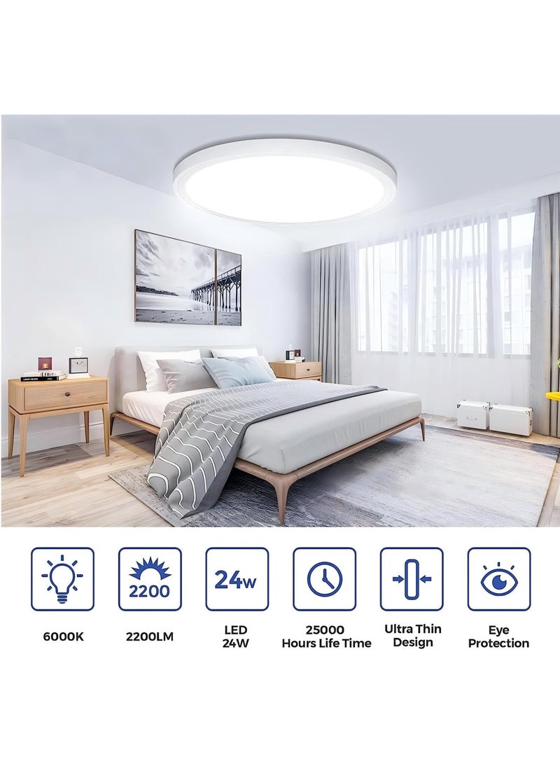 DUNISO Modern LED Ceiling Light, 3 Color Selectable Kitchen Light, Edge-Lit Flush Mount Ceiling Light Fixture for Kitchen, Bedroom, Laundry and Closet Room, White - Image 3